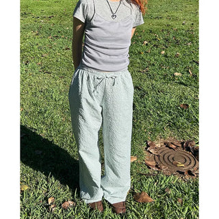 Gingham check cotton pants