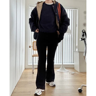 Wrap bootcut ribbed pants