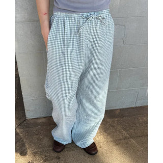 Gingham check cotton pants