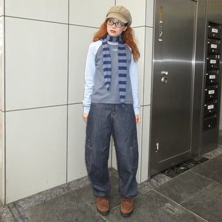 Pocket wide denim pants