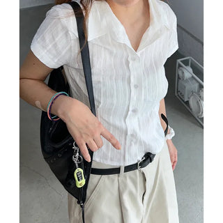 Cropped Line Half Sleeve Shirt