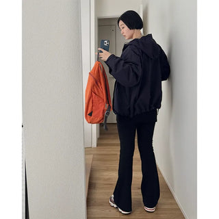 Wrap bootcut ribbed pants