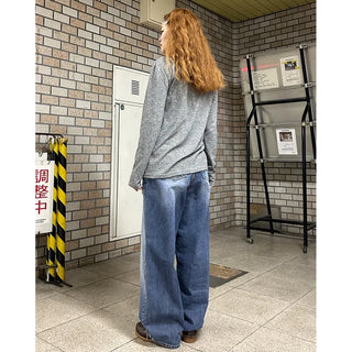 Loose-fit washed denim pants