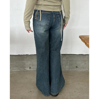 Loose-fit bootcut denim pants