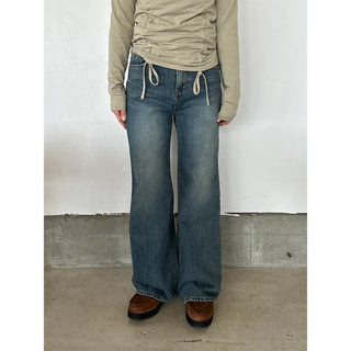 Loose-fit bootcut denim pants