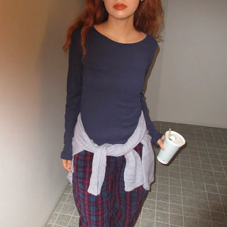 Ribbed long-sleeve T-shirt