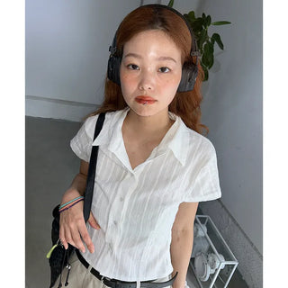 Cropped Line Half Sleeve Shirt