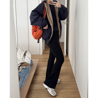 Two-tone hooded oversized jacket