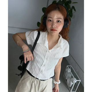 Cropped Line Half Sleeve Shirt