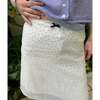 Ribbon polka dot midi skirt
