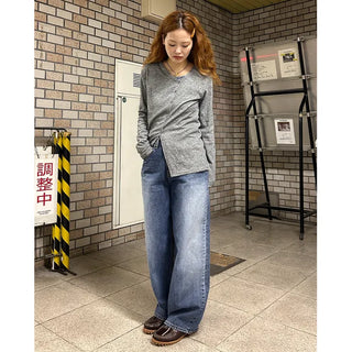 Loose-fit washed denim pants