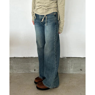 Loose-fit bootcut denim pants