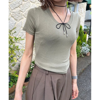 Round-cut cropped T-shirt