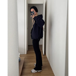 Wrap bootcut ribbed pants