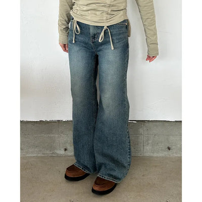 Loose-fit bootcut denim pants