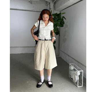 Cropped Line Half Sleeve Shirt
