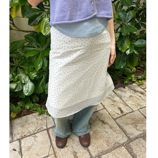 Ribbon polka dot midi skirt