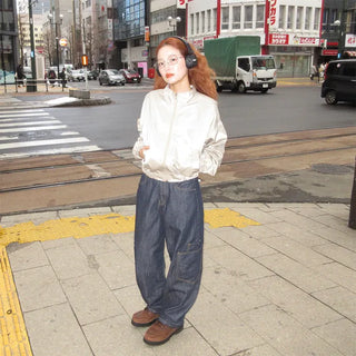 Pocket wide denim pants