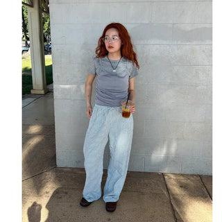 Gingham check cotton pants