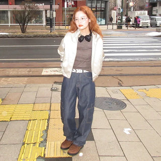 Pocket wide denim pants