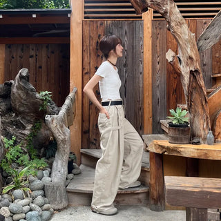 Side-strap wide-leg pants