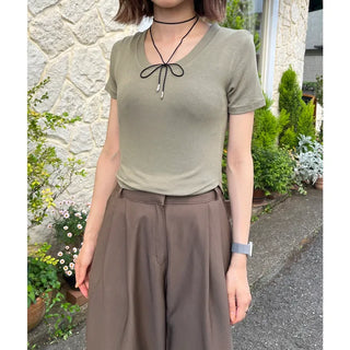 Round-cut cropped T-shirt
