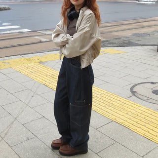 Pocket wide denim pants