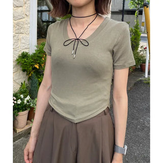 Round-cut cropped T-shirt