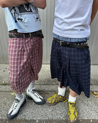 (ORIGINAL) Tartan Check Half Wide Easy Pants