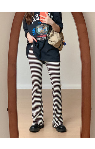 Slim-fit striped banding pants
