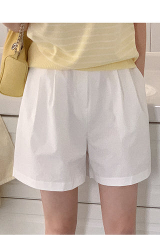 High-waisted pintuck shorts