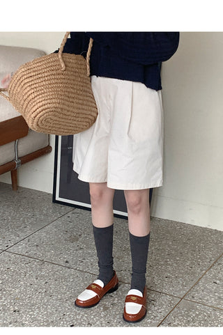 Double pintuck cotton shorts