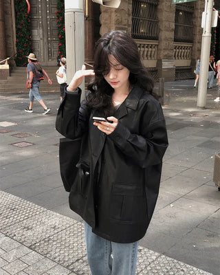 Vegan leather half trench coat