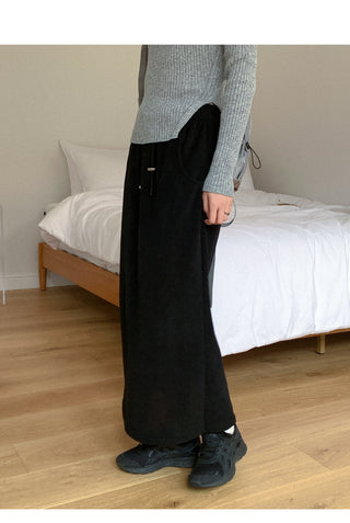 Corduroy elastic waist skirt