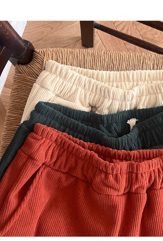[Fleece-lined] Corduroy Elastic Waist Pants