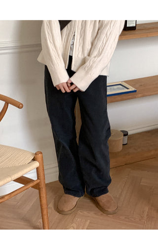 [Fleece-lined] Elastic Wide Denim Pants