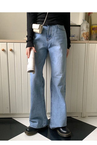 Washed bootcut denim pants