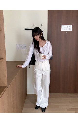 White wide cotton pants