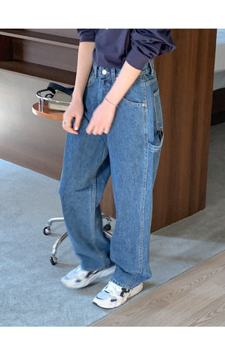 Wide cotton denim pants