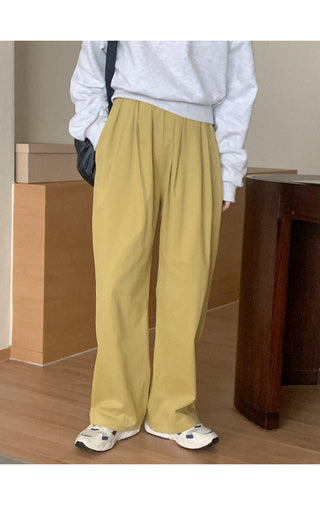 Cotton wide elastic waist pants