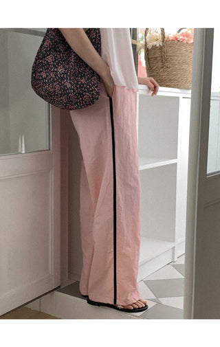 Nylon line elastic waist pants