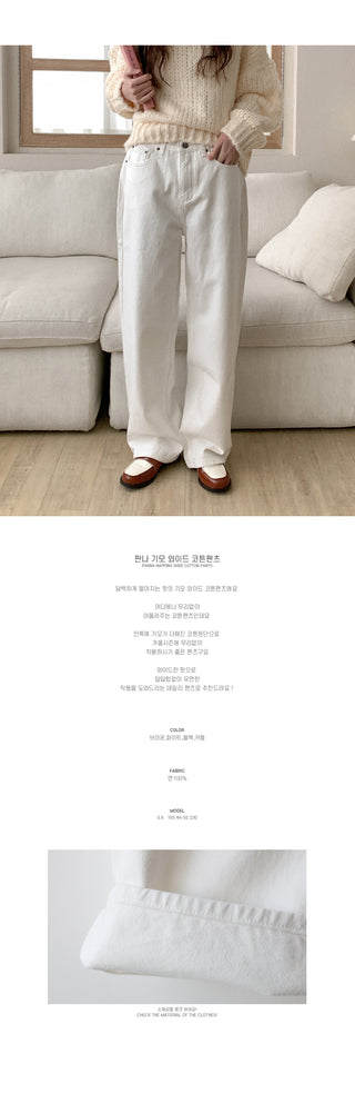 Fleece-lined wide chino pants