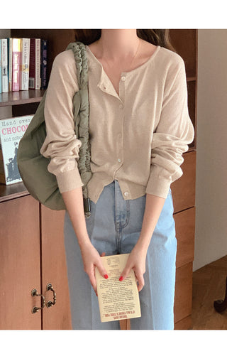 U-neck linen cardigan