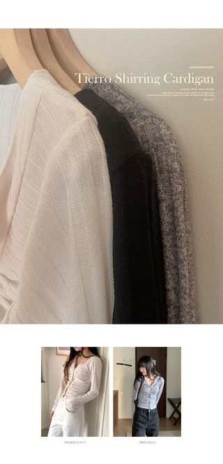 Ribbed Shirring Cardigan