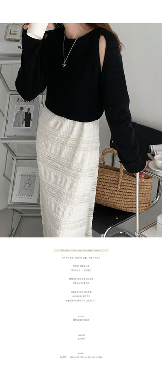 Slit Cropped Knit Top