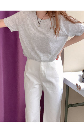 Cropped short-sleeved knit