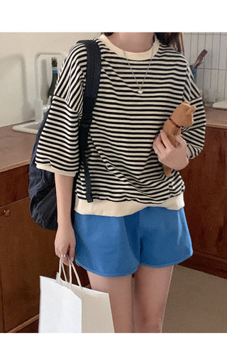 Ball Up Stripe Short-Sleeve Sweatshirt