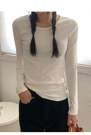 Fleece-lined round T-shirt