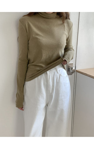 Tencel turtleneck T-shirt