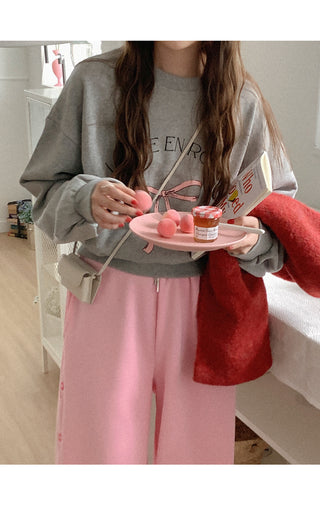 Ribbon print sweatshirt